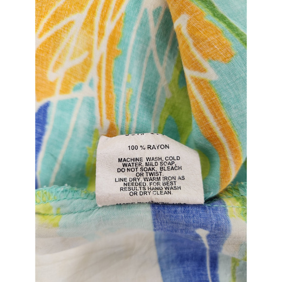 Vtg Jams World Women's Fish Pond Print Short Sleeve Shirt, Sz XL, In Multi. Flaw - Picture 10 of 13